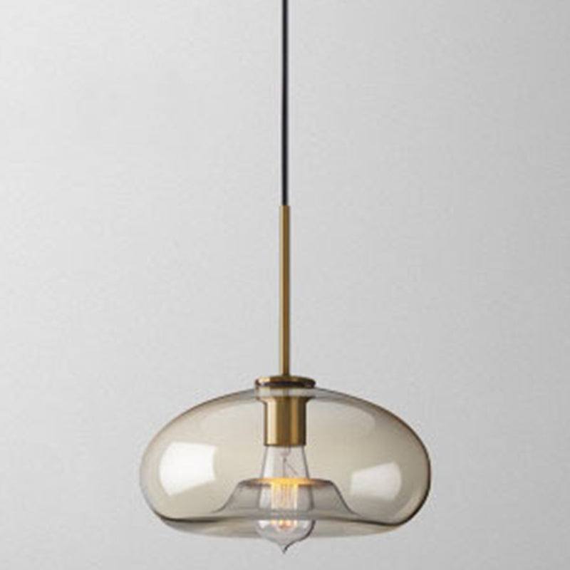Cognac Glas Hanglamp Modern Minimalistisch 1-Lichts Hangverlichting Voor Eettafel