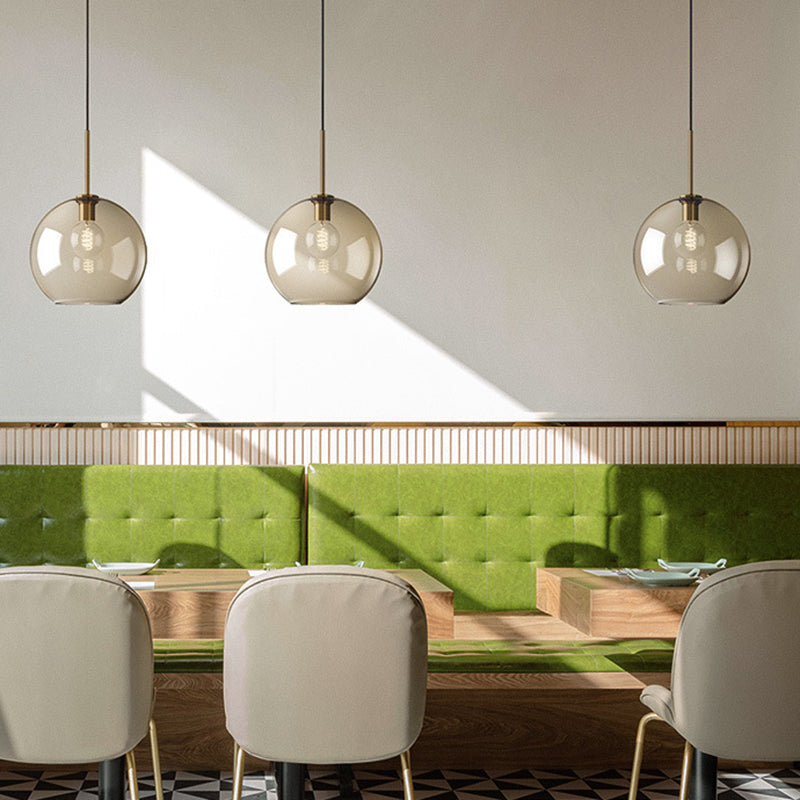 Cognac Glas Hanglamp Modern Minimalistisch 1-Lichts Hangverlichting Voor Eettafel