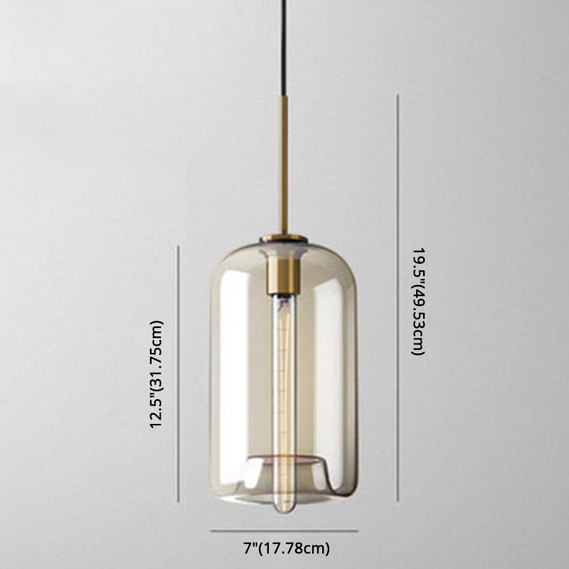Cognac Glas Hanglamp Modern Minimalistisch 1-Lichts Hangverlichting Voor Eettafel