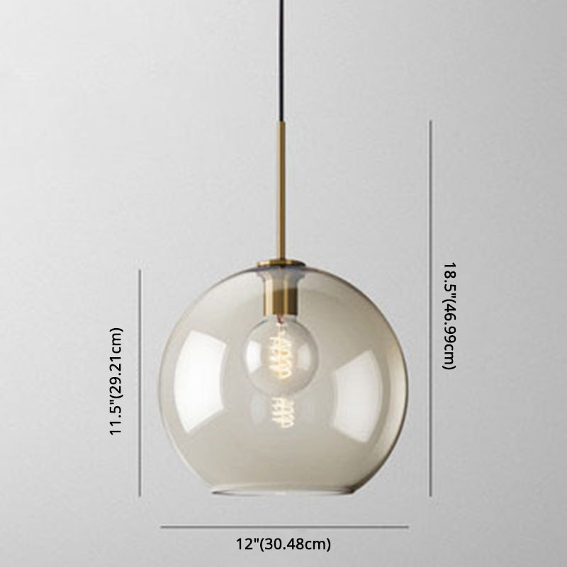 Cognac Glas Hanglamp Modern Minimalistisch 1-Lichts Hangverlichting Voor Eettafel
