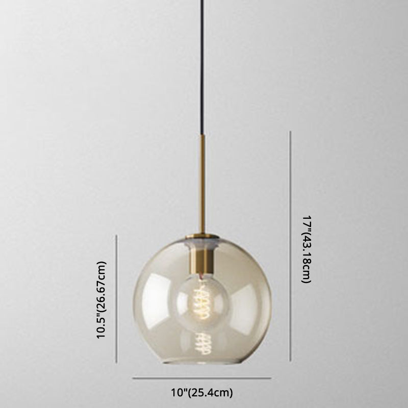 Cognac Glas Hanglamp Modern Minimalistisch 1-Lichts Hangverlichting Voor Eettafel