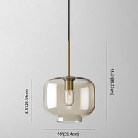 Cognac Glas Hanglamp Modern Minimalistisch 1-Lichts Hangverlichting Voor Eettafel