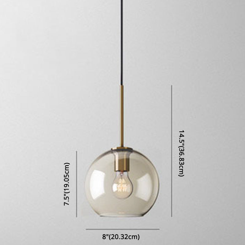 Cognac Glas Hanglamp Modern Minimalistisch 1-Lichts Hangverlichting Voor Eettafel
