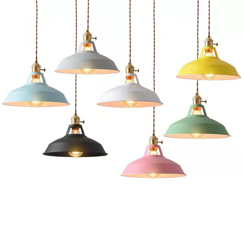 Macarons Industriële Schuur Schaduw Hanglamp Metaal 1-Licht Hangverlichting Voor Restaurant