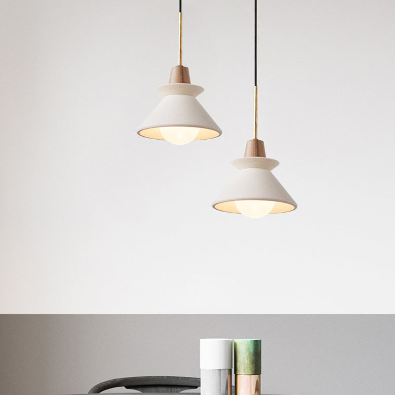 Witte Cement Tapered Hanglamp Nordic Minimalistische Stijl 1 Licht Restaurant Mini Pendant