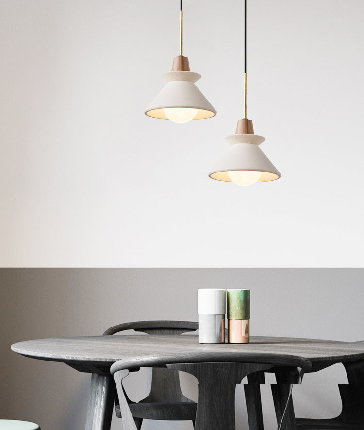 Witte Cement Tapered Hanglamp Nordic Minimalistische Stijl 1 Licht Restaurant Mini Pendant