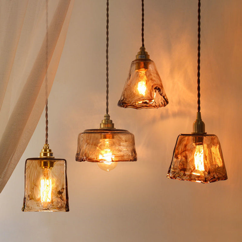 Vintage 1 Lichts Hanglamp Amber Alabaster Glas Hangverlichting voor Woonkamer