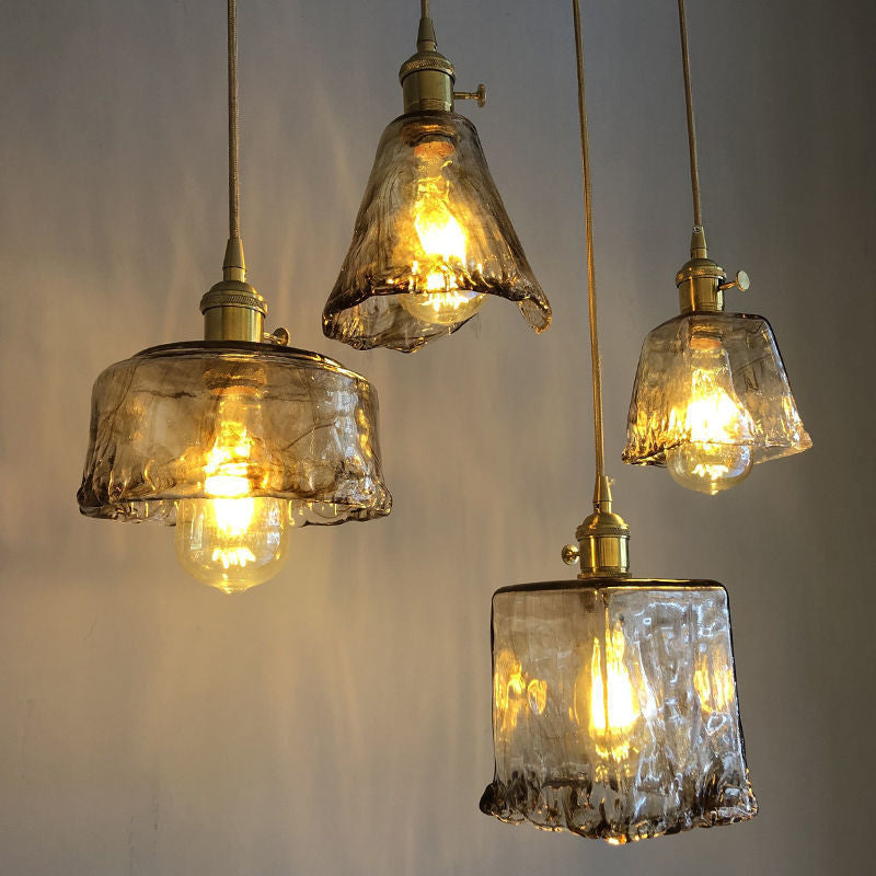 Vintage 1 Lichts Hanglamp Amber Alabaster Glas Hangverlichting voor Woonkamer