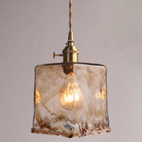Vintage 1 Lichts Hanglamp Amber Alabaster Glas Hangverlichting voor Woonkamer