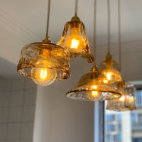 Vintage 1 Lichts Hanglamp Amber Alabaster Glas Hangverlichting voor Woonkamer