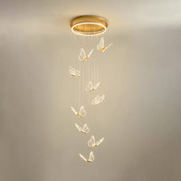 Vlinder Spiraaltrap Plafondverlichting Acryl Moderne LED Multi-Licht Hanglamp in Goud