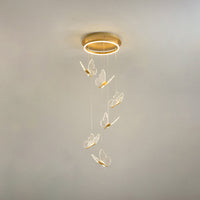 Vlinder Spiraaltrap Plafondverlichting Acryl Moderne LED Multi-Licht Hanglamp in Goud