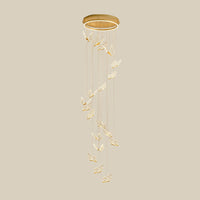 Vlinder Spiraaltrap Plafondverlichting Acryl Moderne LED Multi-Licht Hanglamp in Goud