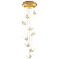 Vlinder Spiraaltrap Plafondverlichting Acryl Moderne LED Multi-Licht Hanglamp in Goud