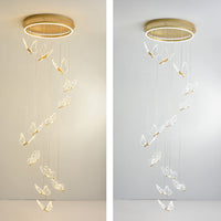Vlinder Spiraaltrap Plafondverlichting Acryl Moderne LED Multi-Licht Hanglamp in Goud