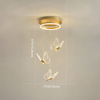 Vlinder Spiraaltrap Plafondverlichting Acryl Moderne LED Multi-Licht Hanglamp in Goud