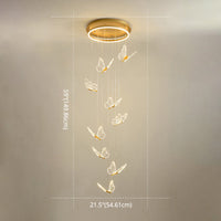 Vlinder Spiraaltrap Plafondverlichting Acryl Moderne LED Multi-Licht Hanglamp in Goud