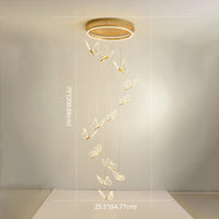 Vlinder Spiraaltrap Plafondverlichting Acryl Moderne LED Multi-Licht Hanglamp in Goud
