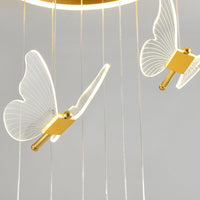 Vlinder Spiraaltrap Plafondverlichting Acryl Moderne LED Multi-Licht Hanglamp in Goud