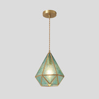 Hanglamp Tiffany-stijl met glazen schaduw en messing plafondplaat