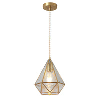 Hanglamp Tiffany-stijl met glazen schaduw en messing plafondplaat