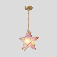 Hanglamp Tiffany-stijl met glazen schaduw en messing plafondplaat