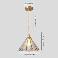 Hanglamp Tiffany-stijl met glazen schaduw en messing plafondplaat