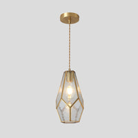 Hanglamp Tiffany-stijl met glazen schaduw en messing plafondplaat