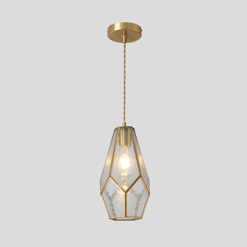 Hanglamp Tiffany-stijl met glazen schaduw en messing plafondplaat