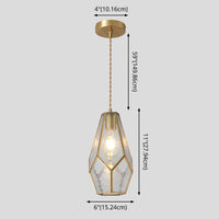 Hanglamp Tiffany-stijl met glazen schaduw en messing plafondplaat