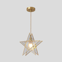 Hanglamp Tiffany-stijl met glazen schaduw en messing plafondplaat