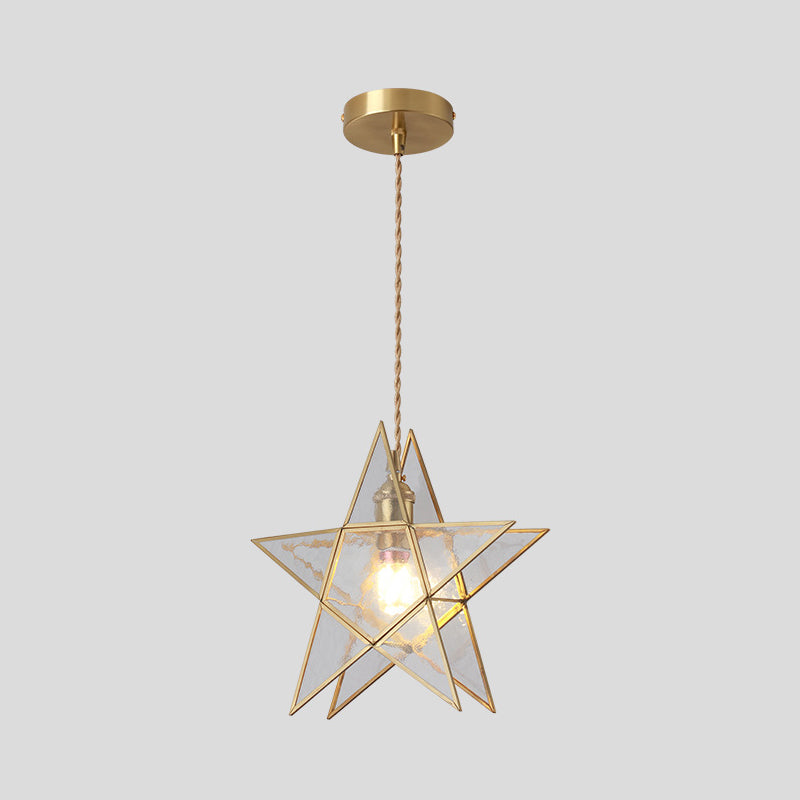 Hanglamp Tiffany-stijl met glazen schaduw en messing plafondplaat