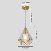Hanglamp Tiffany-stijl met glazen schaduw en messing plafondplaat