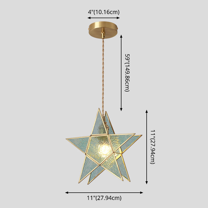Hanglamp Tiffany-stijl met glazen schaduw en messing plafondplaat