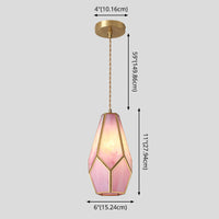 Hanglamp Tiffany-stijl met glazen schaduw en messing plafondplaat