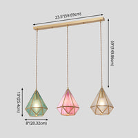 Hanglamp Tiffany-stijl met glazen schaduw en messing plafondplaat