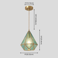 Hanglamp Tiffany-stijl met glazen schaduw en messing plafondplaat