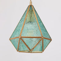 Hanglamp Tiffany-stijl met glazen schaduw en messing plafondplaat