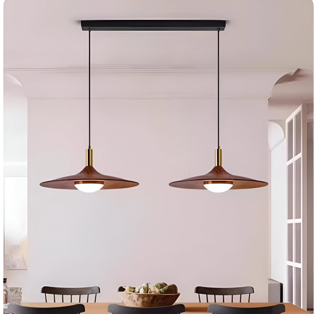 Noordse Stijl Walnoot-Finish IJzeren Hanglamp
