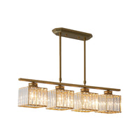 3/4 Lichten Vierkante Hangende Plafondlamp Modernisme Duidelijk Kristal Eetkamer Verlichting in Zwart/Goud