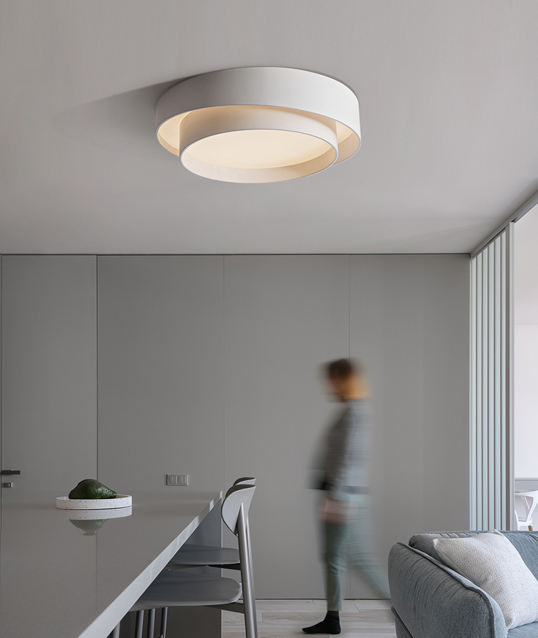 Witte Metalen Circulaire Inbouw Plafondlamp Nordic Stijl LED Inbouwverlichting voor Slaapkamer