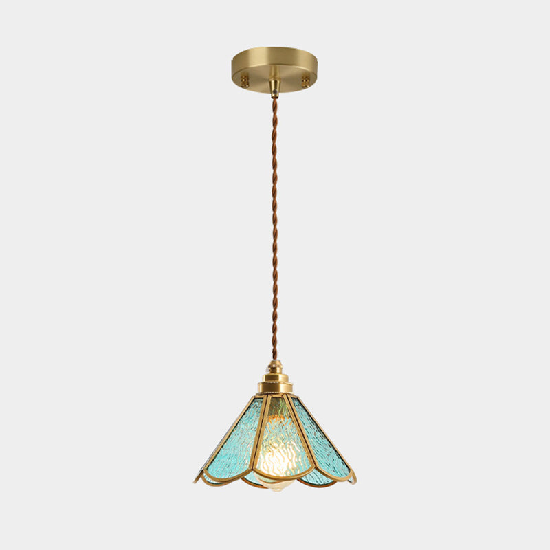 IJsheldere Glazen Lampenkap Hanglamp 1 Licht Tiffany-Stijl Hangende Verlichtingsarmatuur voor Slaapkamer