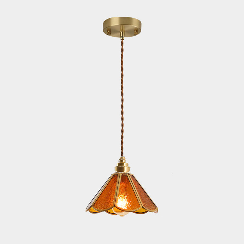 IJsheldere Glazen Lampenkap Hanglamp 1 Licht Tiffany-Stijl Hangende Verlichtingsarmatuur voor Slaapkamer