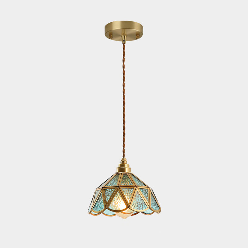 IJsheldere Glazen Lampenkap Hanglamp 1 Licht Tiffany-Stijl Hangende Verlichtingsarmatuur voor Slaapkamer