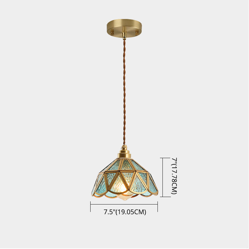 IJsheldere Glazen Lampenkap Hanglamp 1 Licht Tiffany-Stijl Hangende Verlichtingsarmatuur voor Slaapkamer