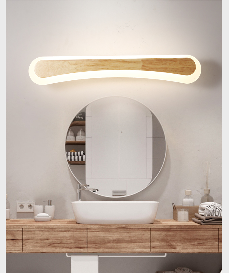Moderne Badkamer Vanity Licht Houten LED Vanity Lichtarmaturen in Acryl Schaduw