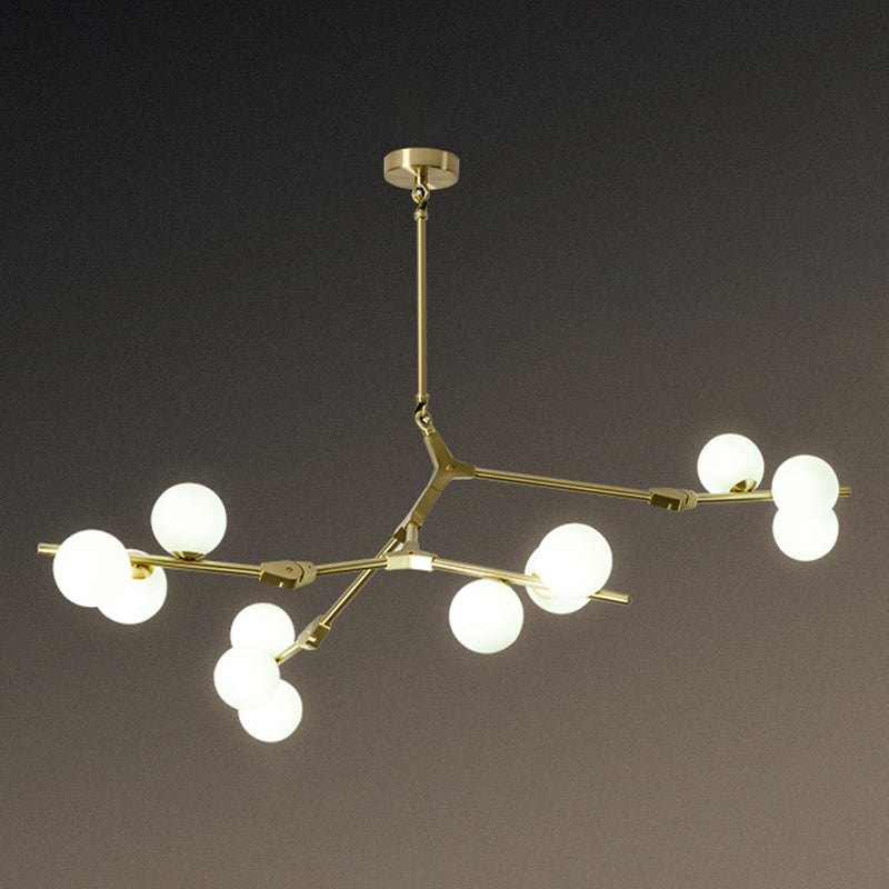 Boomtak Hanglamp Minimalistische Metalen Eetkamer Chandelier met Witte Glazen Kap