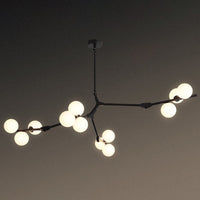 Boomtak Hanglamp Minimalistische Metalen Eetkamer Chandelier met Witte Glazen Kap