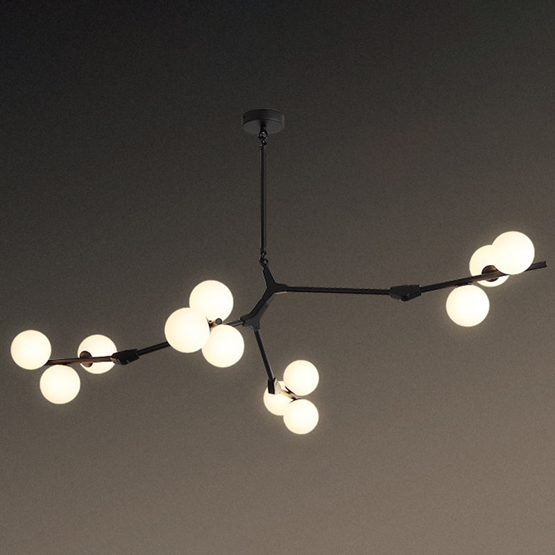 Boomtak Hanglamp Minimalistische Metalen Eetkamer Chandelier met Witte Glazen Kap