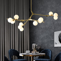 Boomtak Hanglamp Minimalistische Metalen Eetkamer Chandelier met Witte Glazen Kap
